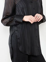 Satin Detailed Lurex Stripe Blouse