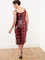 Plaid Sequin Midi Dress