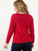 Petite Speckle Cable Knit Pullover Sweater