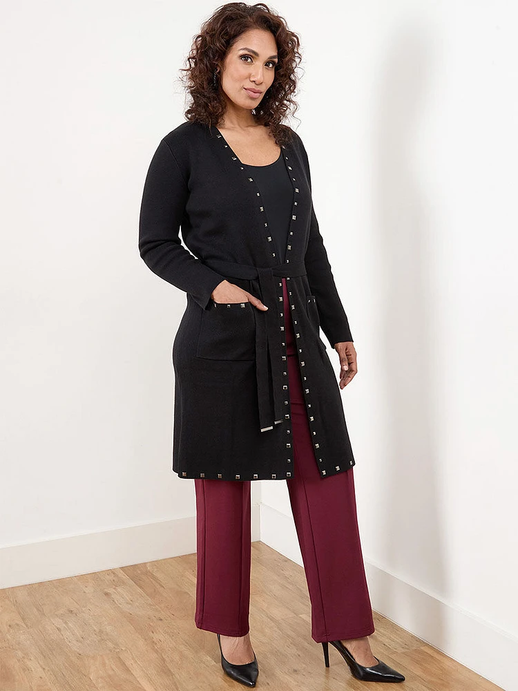 Petite Long Studded Cardigan