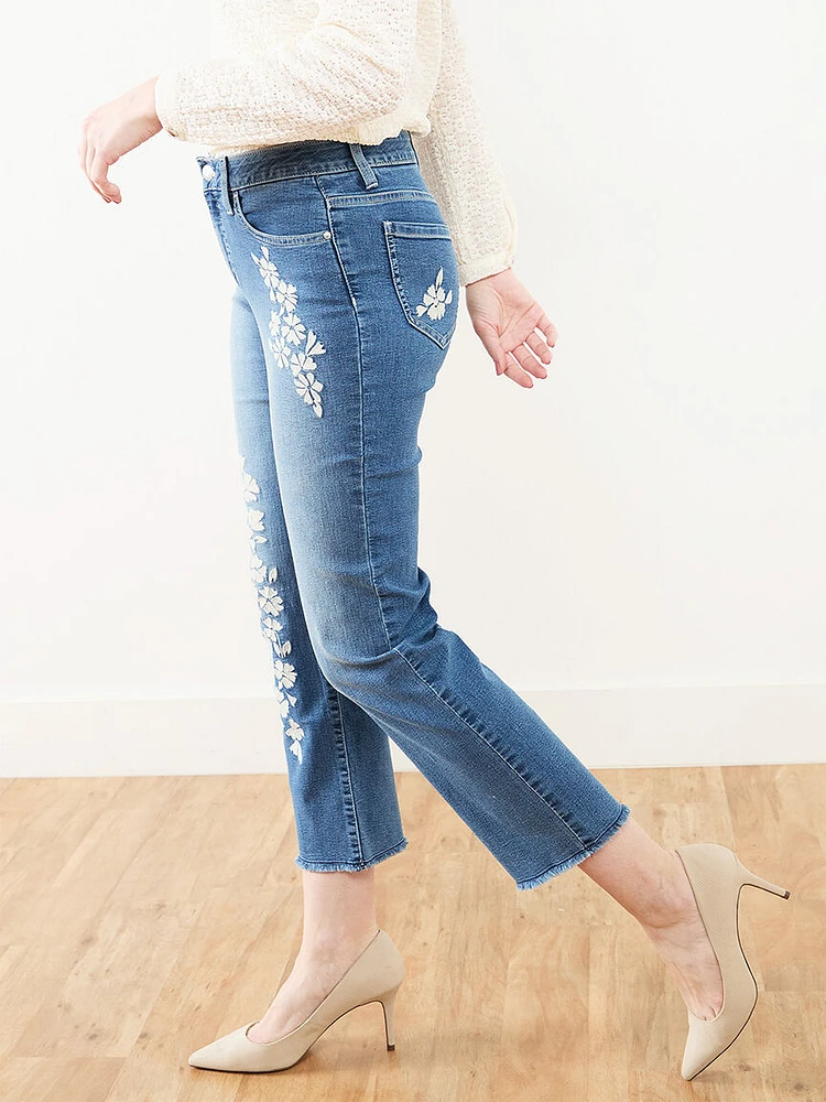 Olivia Embroidered Ankle Jean