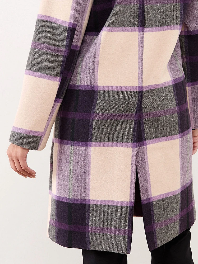 Woven Pattern Wool-Blend Top Coat