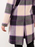 Woven Pattern Wool-Blend Top Coat