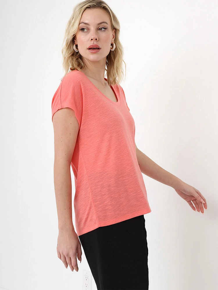 Petite Short Sleeve Scoop Neck T-Shirt