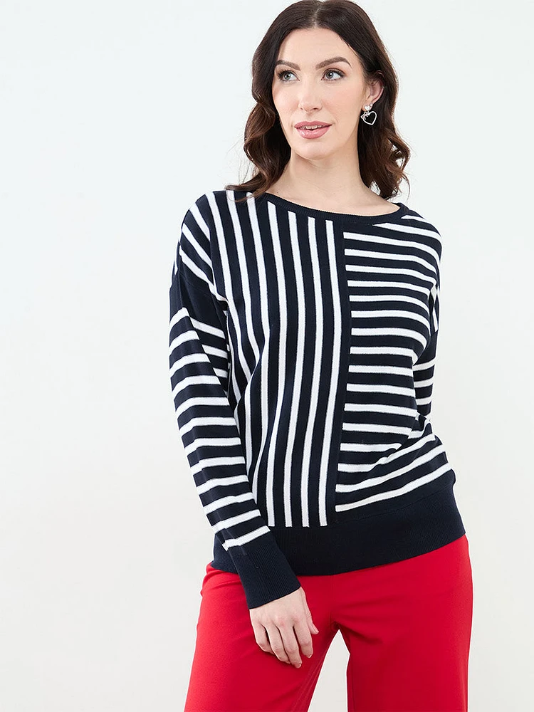 Drop Sleeve Striped Sweater