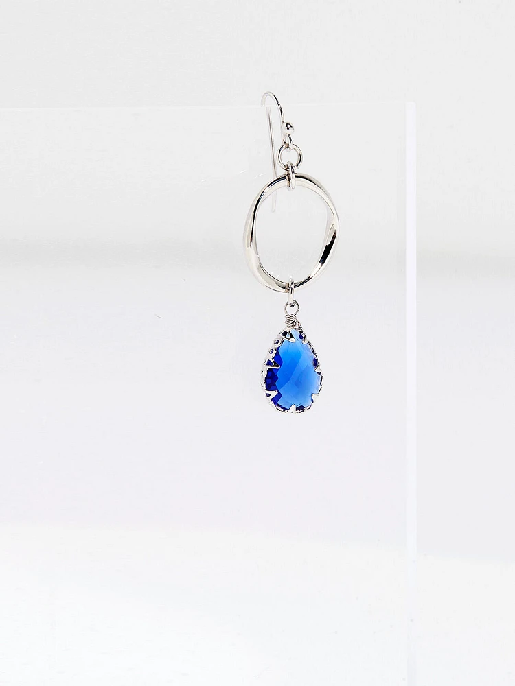 Silver Ring and Teardrop Stone Earrings