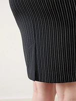 Pull-On Striped Pencil Skirt Scuba Crepe