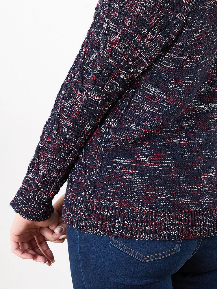 Speckle Cable Knit Pullover Sweater