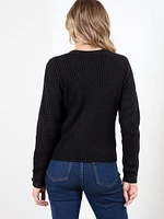 Knit Tipped Short Cardigan Sweater