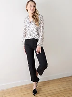 Petite Relaxed Fit Chiffon Blouse with Ruffle Detail