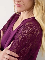 Lace Sleeve V-Neck Top