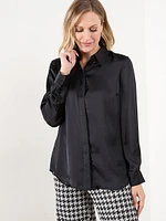 Button Front Satin Blouse