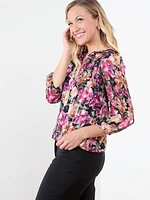 3/4 Sleeve Bubble Hem Blouse