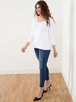 3/4 Sleeve Scoop Neck Sweater