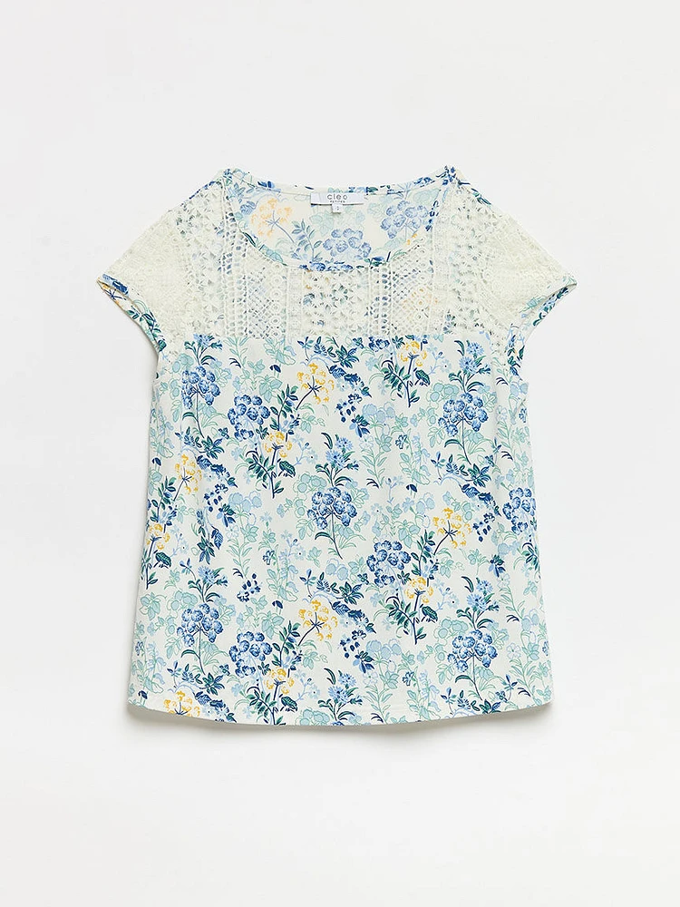 Petite Lace Yoke Sleeveless Top