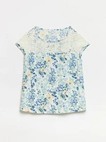 Petite Lace Yoke Sleeveless Top