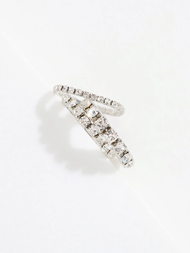 Silver Rhinestone Stackable Stretch Rings