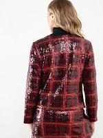 Icon Sequin Plaid Blazer