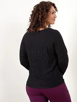 Petite Long Sleeve Boatneck Pullover Sweater