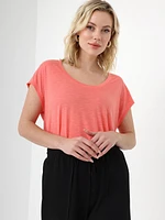 Petite Short Sleeve Scoop Neck T-Shirt