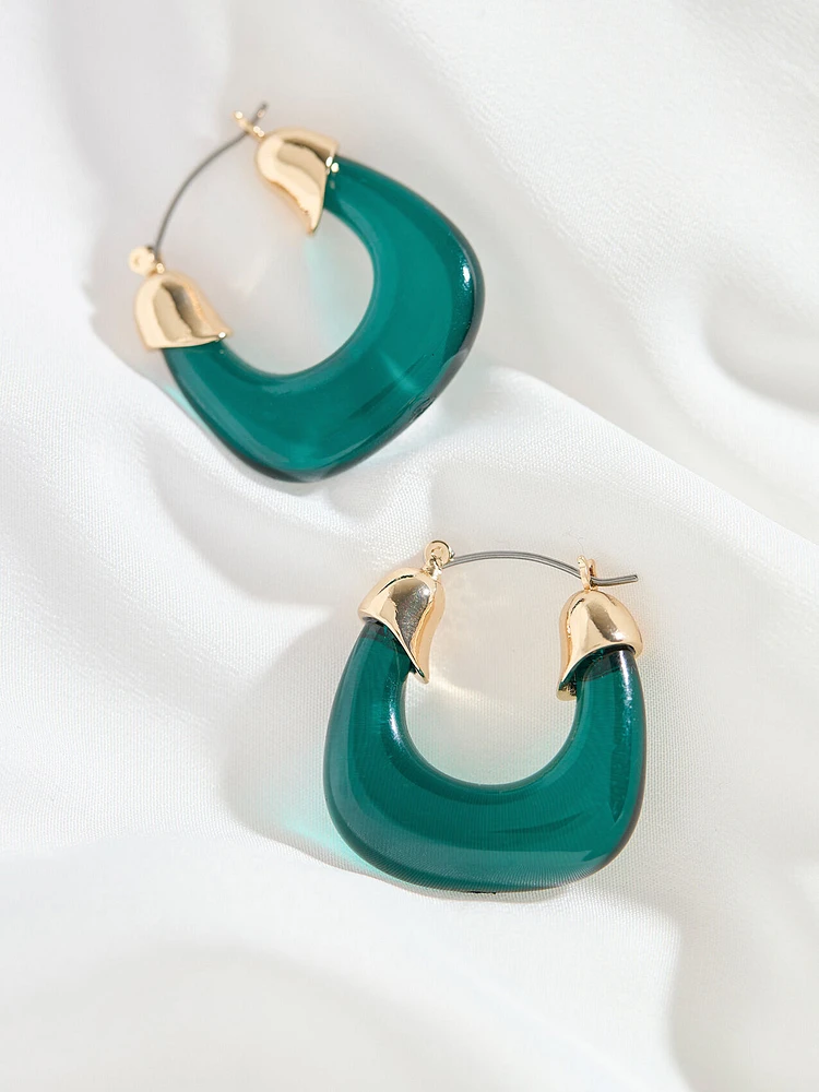 Square Lucite Hoop Earrings