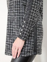 Jacquard Stretch Tunic with Pleather Trim