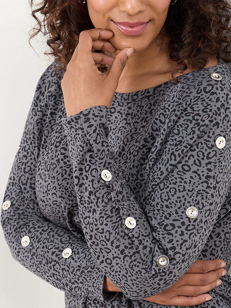 Petite Lightweight Knit Top with Button Detail