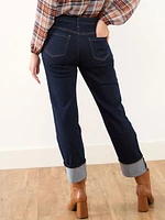 Olivia Dark Wash Turn Cuff Jean