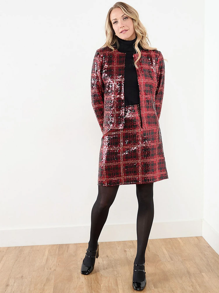 Icon Sequin Plaid Blazer