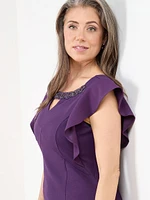 Textured Jewelled Neckline Dress