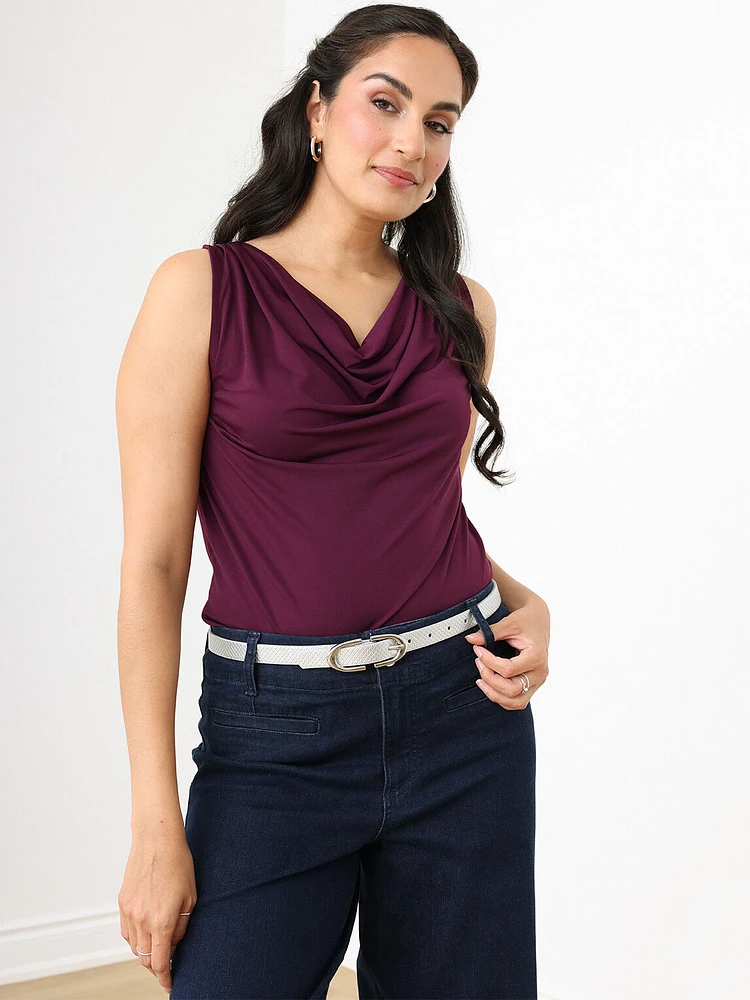 Sleeveless Cowl Neck Knit Top