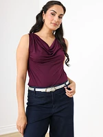 Sleeveless Cowl Neck Knit Top