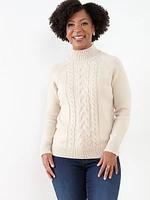 Petite Mock Neck Cable Knit Sweater