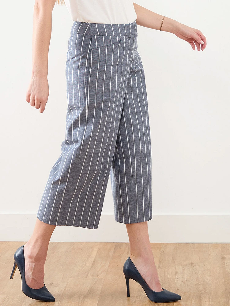 Morgan Wide Leg Chambray Cropped Pant