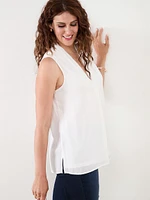 Relaxed Sleeveless V-Neck  Blouse