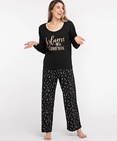 Scoop Neck Wide Leg Pajama Set