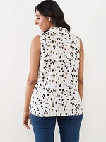 Petite Relaxed Sleeveless V-Neck Blouse