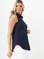 Sleeveless Button Front Blouse