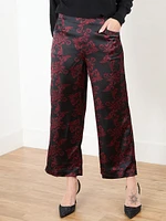 Tonia Damask Wide-Leg Crop Pant