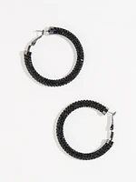 Black Studded Hoop Earrings