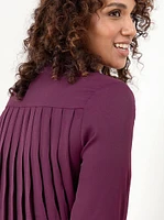 Petite Long Sleeve Pleated Back Tunic Blouse