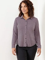 Petite Long Sleeve Button Front Top