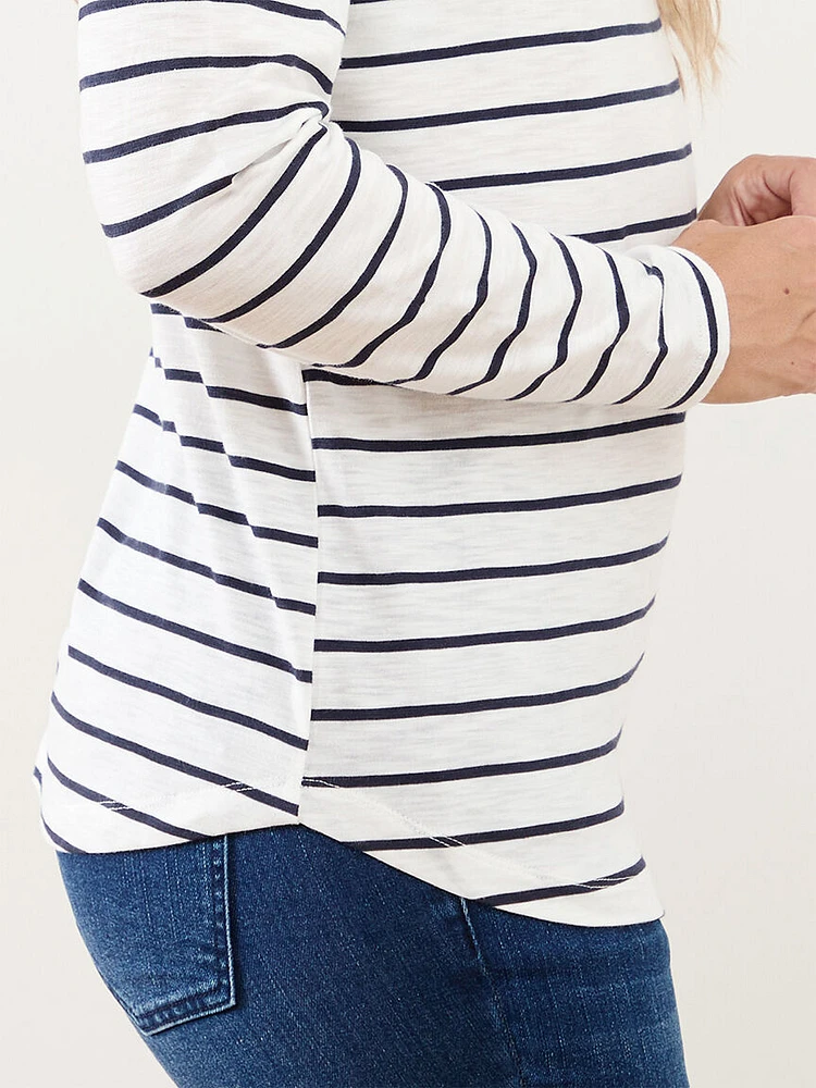 Petite Long Sleeve Boat Neck T-Shirt