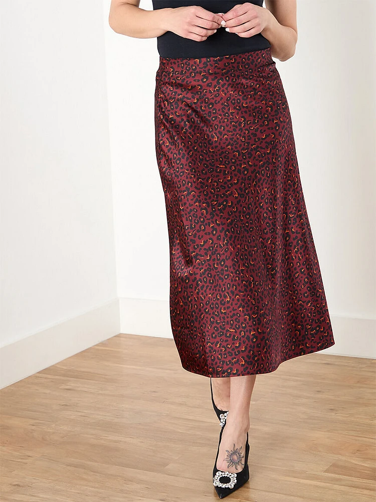 Animal Print Satin Skirt