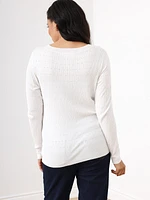 Long Sleeve Pointelle Pullover Sweater