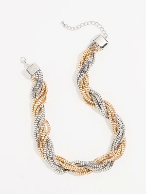 Chunky Gold/Silver Short Twisted Necklace