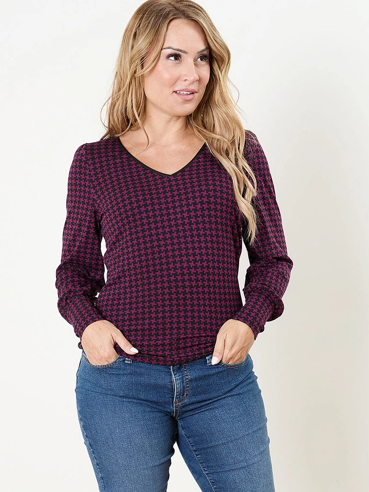 Petite Long Sleeve V-Neck Top