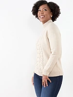 Petite Mock Neck Cable Knit Sweater