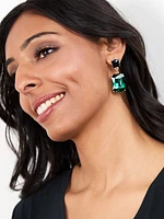 Double Emerald Stone Danlge Earring