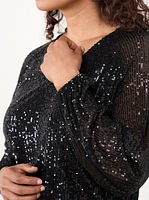 Petite V-Neck Sequin Blouse